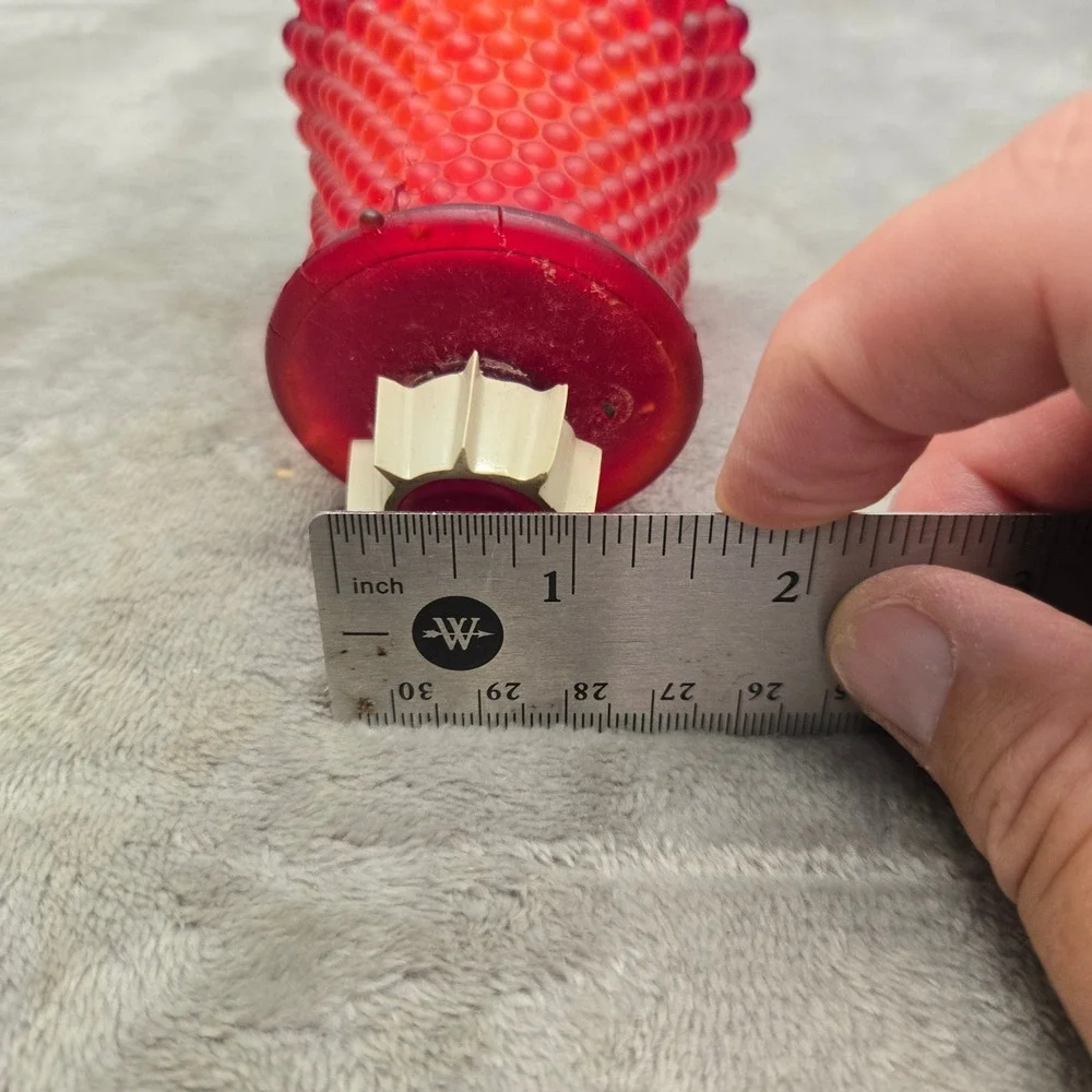 Vintage Red Satin Frosted Glass Hobnail Peg Votive Candle Holder Cup 3.5 inch
